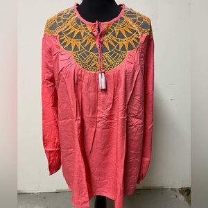 New! David Meister Luxe Tunic Top, Applique Cutouts